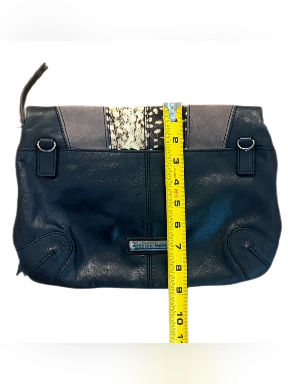 Vintage Isabella Fiore Black Leather Haircalf Suede Foldover Clutch Purse Y2K